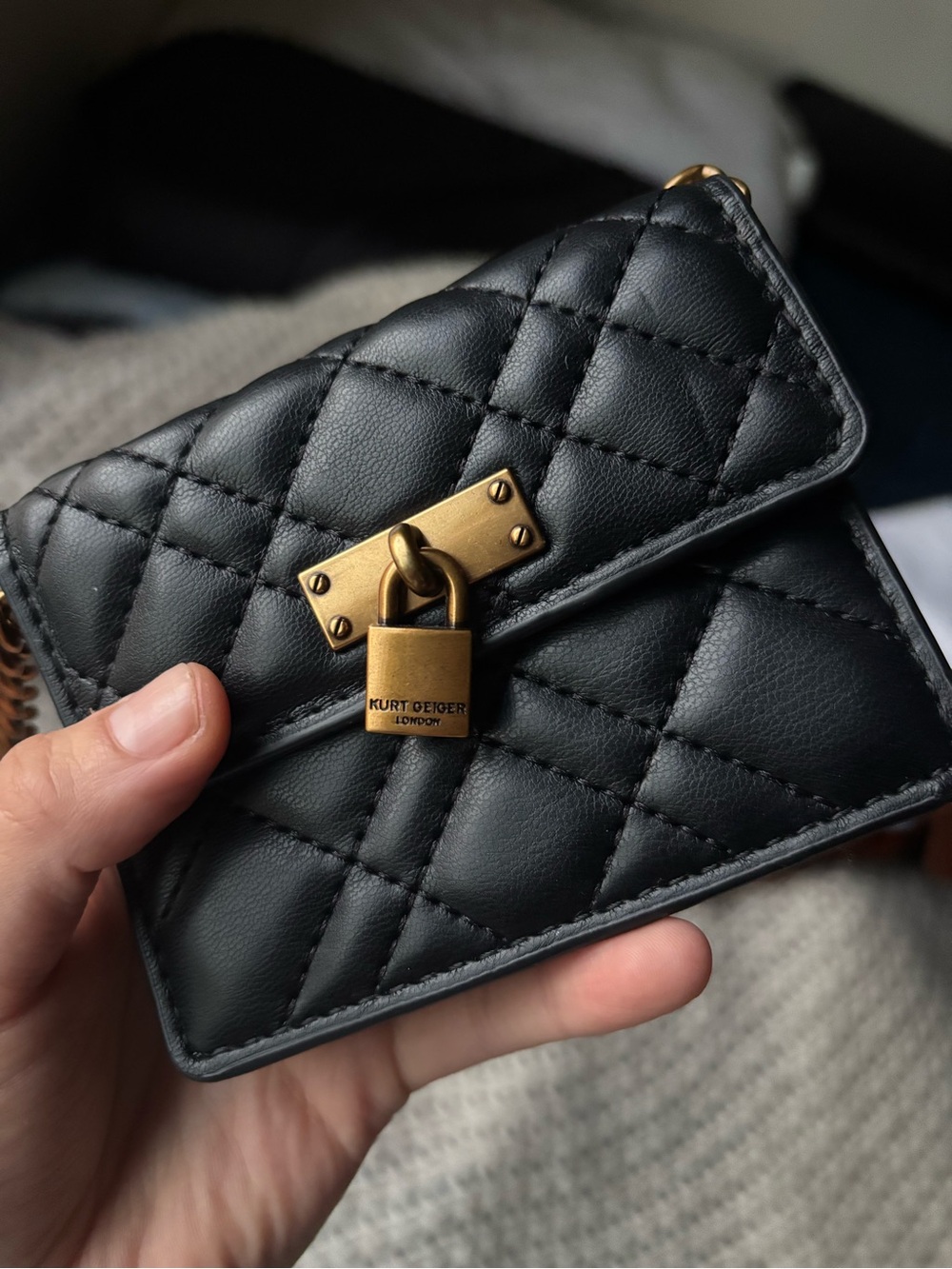 Kurt Geiger Black Quilted Mini Padlock Crossbody